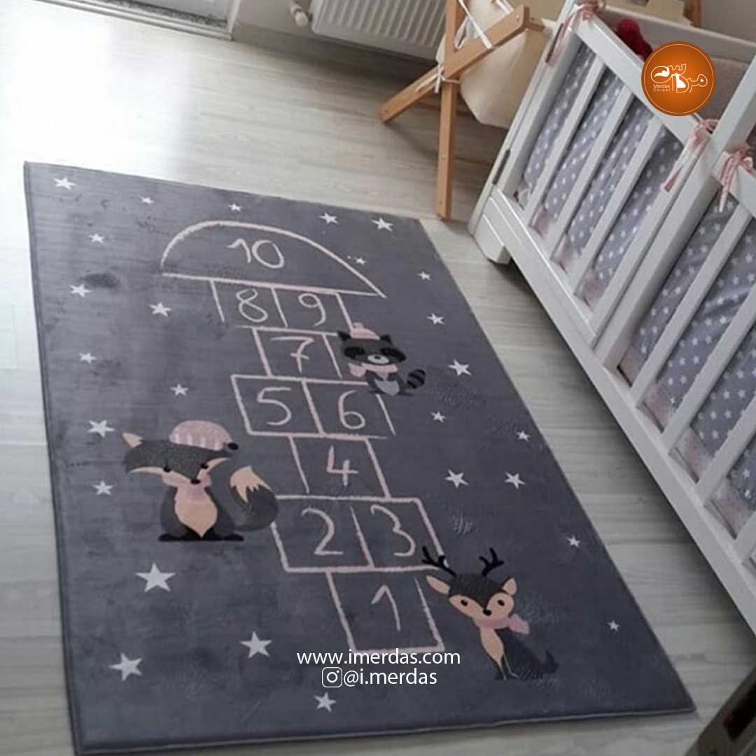 فرش کودک کد 600978 رنگ زمینه تمام رنگ